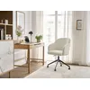 Image de Chaise de bureau SOPHIE tissu bouclette et pietement à roulettes avec hauteur ajustable beige BOBOCHIC