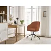 Image de Chaise de bureau SOPHIE tissu bouclette et pietement à roulettes avec hauteur ajustable orange BOBOCHIC