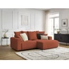 Image de Canapé d'angle convertible coffre ATILLA velours côtelé orange angle droit BOBOCHIC 3 places