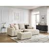 Image de Canapé d'angle convertible coffre ATILLA velours côtelé avec pouf beige angle droit BOBOCHIC 4 places