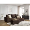 Image de Canapé d'angle convertible coffre ATILLA velours côtelé avec pouf marron angle droit BOBOCHIC 4 places