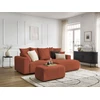 Image de Canapé d'angle convertible coffre ATILLA velours côtelé avec pouf orange angle droit BOBOCHIC 4 places