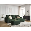 Image de Canapé d'angle convertible coffre ATILLA velours côtelé avec pouf vert foncé angle droit BOBOCHIC 4 places