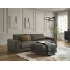 Image de Canapé droit fixe 3 places LEONARD cuir de vache avec pouf marron BOBOCHIC