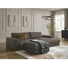 Image de Canapé d'angle fixe LEONARD cuir de vache avec pouf marron angle droit BOBOCHIC 4 places