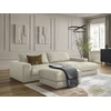 Image de Canapé d'angle fixe LEONARD cuir de vache avec pouf beige angle droit BOBOCHIC 4 places