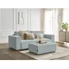 Image de Canapé droit convertible coffre CHELSEA gros côtelé doux avec pouf gris clair BOBOCHIC 4 places