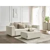 Image de Canapé droit convertible coffre CHELSEA gros côtelé doux avec pouf beige BOBOCHIC 4 places