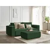 Image de Canapé droit convertible coffre CHELSEA gros côtelé doux avec pouf vert BOBOCHIC 4 places