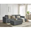 Image de Canapé d'angle convertible réversible coffre CHELSEA gros côtelé doux avec pouf gris foncé réversible BOBOCHIC 4 places