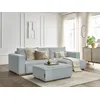Image de Canapé d'angle convertible réversible coffre CHELSEA gros côtelé doux avec pouf gris clair réversible BOBOCHIC 4 places
