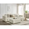 Image de Canapé d'angle convertible réversible coffre CHELSEA gros côtelé doux avec pouf beige réversible BOBOCHIC 4 places