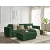 Image de Canapé d'angle convertible réversible coffre CHELSEA gros côtelé doux avec pouf vert réversible BOBOCHIC 4 places