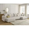 Image de Canapé panoramique convertible coffre SIDONIE tissu chiné beige BOBOCHIC 4 places