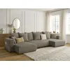Image de Canapé panoramique convertible coffre SIDONIE tissu chiné taupe BOBOCHIC 4 places