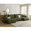 Image de Canapé panoramique convertible coffre SIDONIE tissu chiné vert BOBOCHIC 4 places
