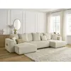Image de Canapé panoramique convertible coffre SIDONIE velours côtelé beige BOBOCHIC 4 places