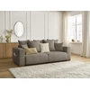 Image de Canapé droit convertible SIDONIE tissu chiné taupe BOBOCHIC 3 places