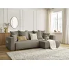Image de Canapé d'angle convertible réversible coffre SIDONIE tissu chiné taupe BOBOCHIC 4 places