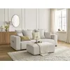 Image de Canapé droit convertible SIDONIE tissu chiné avec pouf beige BOBOCHIC 4 places