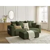 Image de Canapé droit convertible SIDONIE tissu chiné avec pouf vert BOBOCHIC 4 places