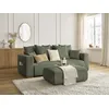 Image de Canapé droit convertible coffre SIDONIE velours côtelé avec pouf vert BOBOCHIC 4 places
