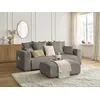 Image de Canapé droit convertible coffre SIDONIE velours côtelé avec pouf taupe BOBOCHIC 4 places