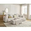 Image de Canapé d'angle convertible réversible coffre SIDONIE tissu chiné avec pouf beige BOBOCHIC 5 places