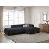 Image de Canapé d'angle fixe modulable ANNECY tissu bouclette bleu foncé angle droit BOBOCHIC 3 places