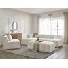 Image de Canapé d'angle fixe modulable ANNECY tissu bouclette avec 1 chauffeuse 1 place et 1 pouf blanc angle gauche BOBOCHIC 5 places