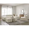 Image de Canapé d'angle fixe modulable ANNECY tissu bouclette avec 1 chauffeuse 1 place et 1 pouf beige angle droit BOBOCHIC 5 places