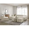 Image de Canapé d'angle fixe modulable ANNECY tissu bouclette avec 1 chauffeuse 1 place et 1 pouf beige angle gauche BOBOCHIC 5 places