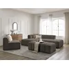 Image de Canapé d'angle fixe modulable ANNECY tissu bouclette avec 1 chauffeuse 1 place et 1 pouf marron angle gauche BOBOCHIC 5 places