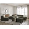 Image de Canapé d'angle fixe modulable ANNECY tissu bouclette avec 1 chauffeuse 1 place et 1 pouf vert angle gauche BOBOCHIC 5 places