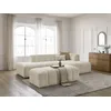 Image de Canapé d'angle fixe modulable ANNECY tissu bouclette avec pouf beige angle droit BOBOCHIC 4 places