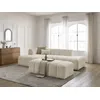 Image de Canapé d'angle fixe modulable ANNECY tissu bouclette avec pouf beige angle gauche BOBOCHIC 4 places