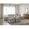 Image de Canapé d'angle fixe modulable ANNECY tissu bouclette avec pouf gris clair angle droit BOBOCHIC 4 places
