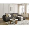 Image de Canapé d'angle convertible FUJI tissu bouclette marron angle droit BOBOCHIC 3 places