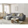 Image de Canapé d'angle convertible FUJI tissu bouclette gris foncé angle gauche BOBOCHIC 3 places