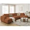 Image de Canapé panoramique convertible FUJI tissu bouclette orange angle gauche BOBOCHIC 5 places