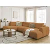 Image de Canapé panoramique convertible FUJI tissu bouclette jaune angle droit BOBOCHIC 5 places