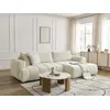 Image de Canapé d'angle convertible FUJI tissu lisse beige angle droit BOBOCHIC 3 places