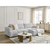 Image de Canapé d'angle convertible FUJI tissu lisse gris clair angle droit BOBOCHIC 3 places