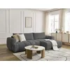 Image de Canapé d'angle convertible FUJI tissu lisse gris foncé angle droit BOBOCHIC 3 places