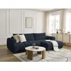 Image de Canapé d'angle convertible FUJI tissu lisse bleu foncé angle droit BOBOCHIC 3 places
