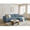 Image de Canapé d'angle convertible FUJI tissu lisse bleu clair angle droit BOBOCHIC 3 places