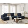 Image de Canapé d'angle L convertible FUJI tissu lisse bleu foncé angle droit BOBOCHIC 4 places