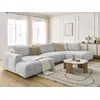 Image de Canapé panoramique convertible FUJI tissu lisse gris clair angle gauche BOBOCHIC 5 places