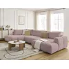 Image de Canapé panoramique convertible FUJI tissu lisse rose angle droit BOBOCHIC 5 places