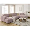 Image de Canapé panoramique convertible FUJI tissu lisse rose angle gauche BOBOCHIC 5 places